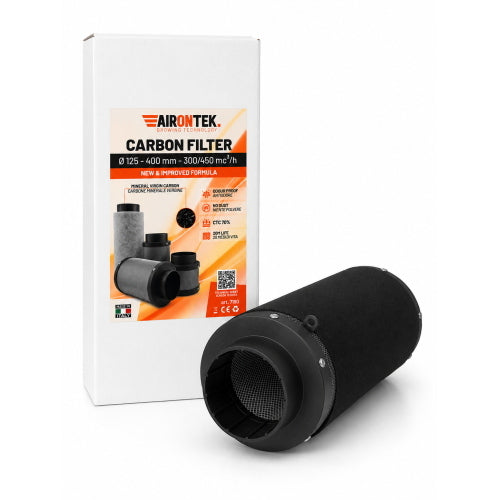 AIRONTEK - FILTRO ODORI A CARBONE ATTIVO Ø125 × 400 MM - 300/450 M³/H