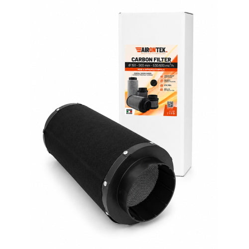 AIRONTEK - FILTRO ODORI A CARBONE ATTIVO Ø150 × 500 MM - 530/600 M³/H