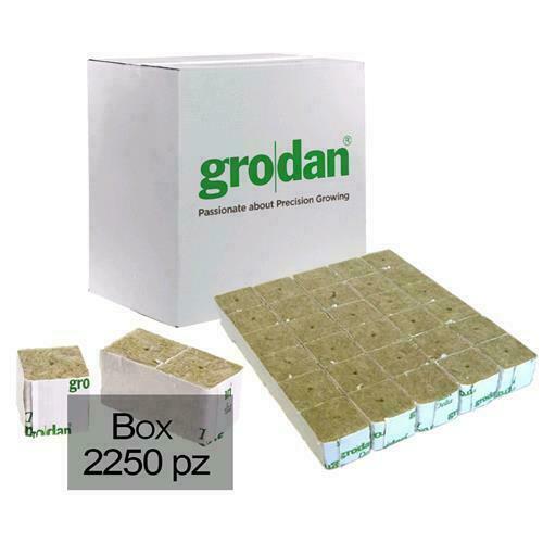 GRODAN - SCATOLA CUBETTI LANA DI ROCCIA 4X4X4 PER GERMINAZIONE - 2250 UNITÀ