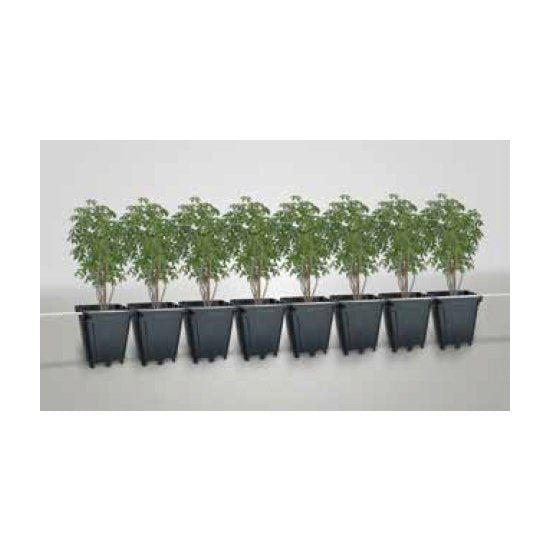 GREENVASS - VASO QUADRO 10L CON PIEDI E SUPPORTO TUBI | 24,7x24,7x26h cm