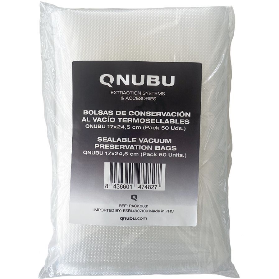 QNUBU - SACCHETTO TERMOSALDABILE PER MACCHINA SOTTOVUOTO 17x24,5cm 50pz