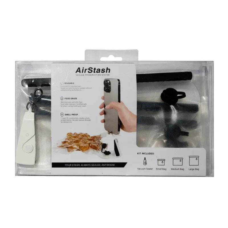 AIRSTASH - KIT CONSERVAZIONE SOTTOVUOTO | 3 SACCHETTI POMPA SOTTOVUOTO PER SMARTPHONE