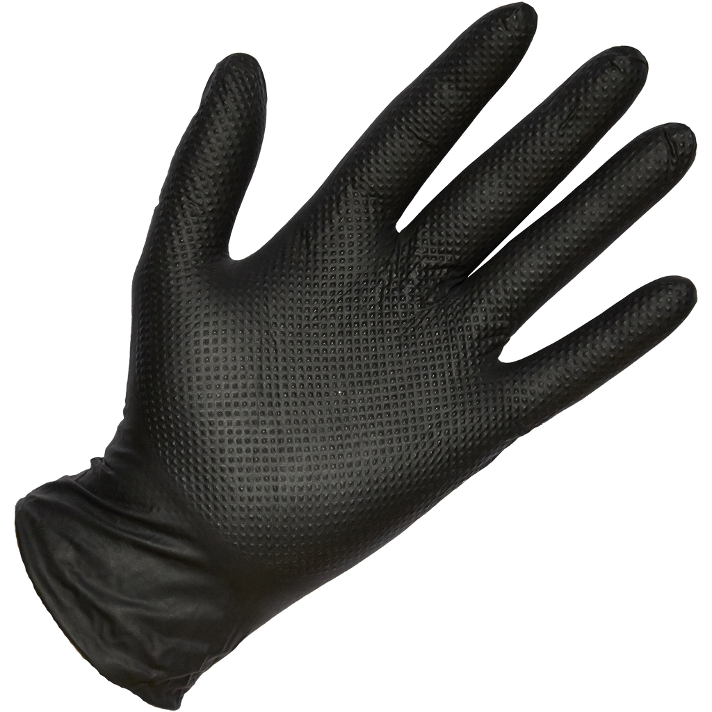 Guanto Qnubu Diamond in nitrile nero con superficie zigrinata
