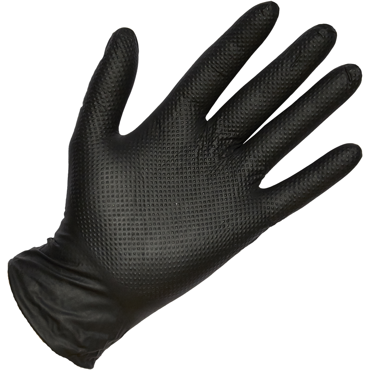 Guanto Qnubu Diamond in nitrile nero con superficie zigrinata